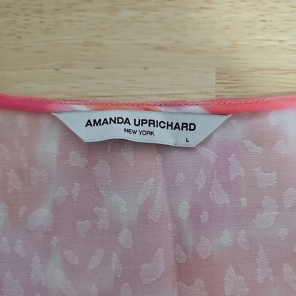 Amanda Uprichard Pruitt Dress in Pink Lacquer‎ Shoulder Tie Accent Size Large - Picture 3 of 9